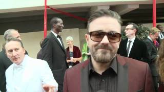 Ricky Gervais  HFPA Red Carpet Interview Golden Globes 2012 [upl. by Ahsuas]