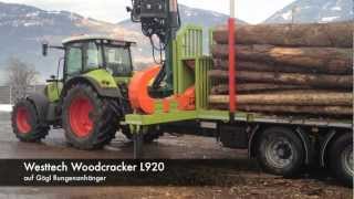 Westtech Woodcracker L920  auf Gögl Rungenanhänger [upl. by Raseda501]