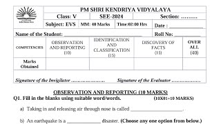 CLASS5 EVS  SEE 2024  Annual Exam Question Paper  TERM2 KV CBSE  ENVIRONMENTAL STUDIES [upl. by Frederick]