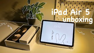 iPad Air 5 starlight✨ unboxing  Apple Pencil  accessory  2023 [upl. by Corrianne]