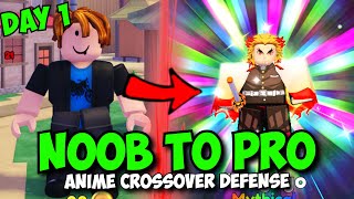 Noob To Pro Day 1  New Beginning in Anime Crossover Defense  Getting Rengoku amp ALL NEW CODES [upl. by Yasdnil750]