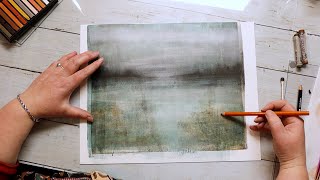 Monotype printing with a gel press abstract landscape with a gelli plate [upl. by Oicnecserc]