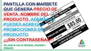 PLANTILLA DE MARBETE CON PRECIO DE VENTA SIN CONTRASEÑAS [upl. by Minabe241]