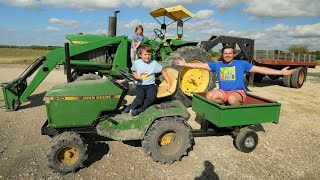 Playing with kids tractors and real tractors in hay and mud compilation  Tractors for kids [upl. by Oicnaneb]