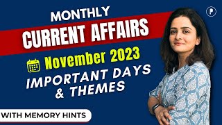 November 2023  Important Days amp Theme  Monthly Current Affairs October 2023  With Mnemonics [upl. by Rhynd452]