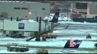 Plane hits deicing truck at Logan [upl. by Shiller]