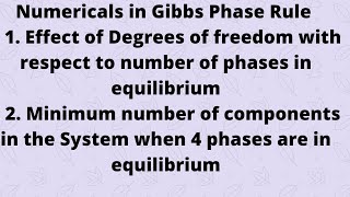 Lecture 3  Numericals in Gibbs Phase Rule [upl. by Eiliab628]