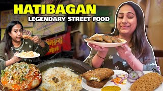 Kolkata’s Legendary STREET FOOD in Hatibagan  Dhakai Puri Biryani Tikia Roti Prawn Cutlet amp more [upl. by Ettenim196]