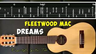 Fleetwood Mac Dreams fingerstyle guitar chord tab tutorial [upl. by Esorrebma849]