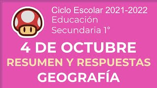 Resumen y Respuestas Geografía  1 Secundaria  4 Octubre  Aprende En Casa [upl. by Naivat]