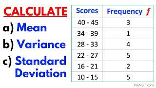 Find the Mean Variance amp Standard Deviation of Frequency Grouped Data Table StepbyStep Tutorial [upl. by Bedelia]