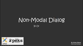 NonModal Dialog in Oracle Apex [upl. by Niasuh392]