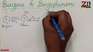 कैसे प्राप्त करोगे बेंजीन से बेंजोफेनोन  Benzene to Benzophenone  organic chemistry reaction [upl. by Frisse]