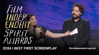 MAY DECEMBER wins BEST FIRST SCREENPLAY at the 2024 Film Independent Spirit Awards [upl. by Merrile]