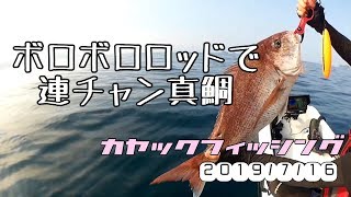 2019716 カヤックフィッシング ボロボロロッドで連チャン真鯛 [upl. by Dodie]