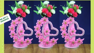 Innovative DIY Flower Vase Making Ideas For Home Decoration  Woolen art and craft [upl. by Tybald]