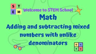 Math  Adding and subtracting mixed numbers with unlike denominators [upl. by Claudell]