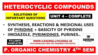 Unit 4 Complete  Heterocyclic compounds  Pyridine Pyrimidine Imidazole Purine  poc 3 4th semester [upl. by Notelrahc]