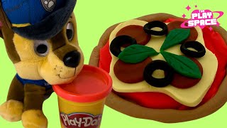 DIY Pizza PlayDoh with Paw Patrol Chase [upl. by Sucerdor]