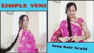 long hair braid hairstyle 👌किती छान दिसते लांब लचक वेणी 😇hair combing [upl. by Ebeohp]