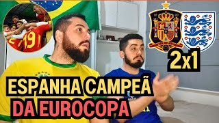 REACT MELHORES MOMENTOS ESPANHA 2X1 INGLATERRA  ESPANHA TETRA CAMPEÃ DA EUROPA [upl. by Kaye]