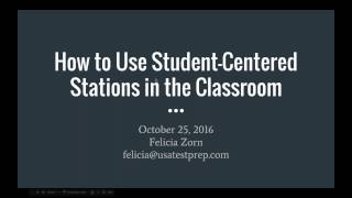 Webinar How to Use Student Centered Stations in the Classroom [upl. by Blood]