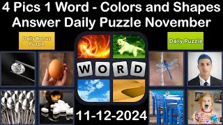 4 Pics 1 Word  Colors and Shapes  12 November 2024  Answer Daily Puzzle  Bonus Puzzle4pics1word [upl. by Ttennaej501]