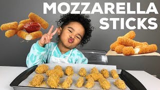 MOZZARELLA STICKS RECIPE  TUTORIAL  KID FRIENDLY COOKING [upl. by Odlanir]