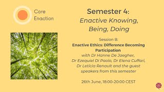 Core Enaction Programme Semester 4 – Session 8 – Enactive Ethics Difference Becoming Participation [upl. by Perni]