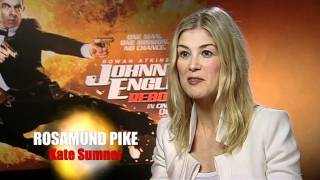 Johnny English Reborn interview with Rowan Atkinson and Rosamund Pike [upl. by Oicneserc550]