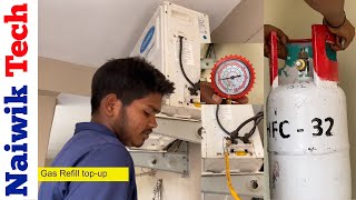 How to do AC Gas Refill  Carrier Inverter Split AC Charging [upl. by Arakaj830]