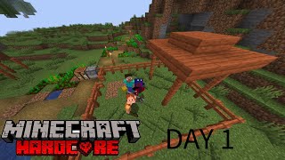 KOMPLEX MUNCH EJ HARDCORE  Minecraft HARDCORE DAY 1 [upl. by Atenik]