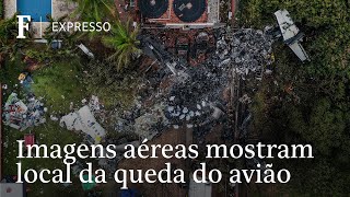 Imagens aéreas mostram local onde avião caiu em Vinhedo [upl. by Sofer]