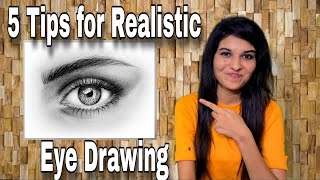 5 Tips  How to draw eyes  Realistic eye drawing in hindi  eye drawing [upl. by Chip470]