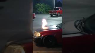 Car shoots flames out of hood [upl. by Hassett210]