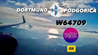 APPROACH AND LANDING IN PODGORICA MONTENEGRO 🇲🇪  WIZZAIR FLIGHT FROM DORTMUND 4K UHD 60 FPS [upl. by Yehtomit]