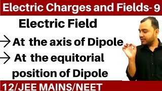 Electric Charges and Fields 09  Electric Dipole  Electric Field on axis and Perpendicular Bisector [upl. by Mcclees259]