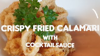 CRISPY FRIED CALAMARI WITH COCKTAILSAUCE  CALAMARES  STEP BY STEP FROM CLEANING COOKING AND SAUCE [upl. by Asilet289]