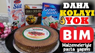 BİM MALZEMELERİYLE ÇOK KOLAY YAŞ PASTA YAPTIK 😍🤩👏🏻 PRATİK YAŞ PASTA😋 DOĞUM GÜNÜ PASTASI👌 [upl. by Feldstein]