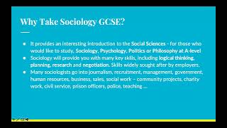 Sociology GCSE options video Fortismere [upl. by Ahsiyk]