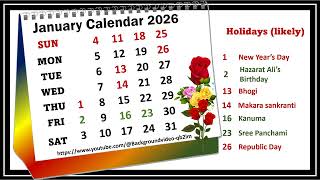 January Calendar 2026 januarycalender2026 [upl. by Cynthy558]