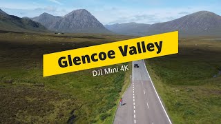 DJI03 Glencoe Valley Drone Shot Scottish Highlands Glenfinnan Viaduct James Bond Skyfall Road [upl. by Akerehs]