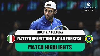 Matteo Berrettini v Joao Fonseca Highlights  Italy v Brazil Davis Cup 2024 Finals Group Stage [upl. by Seessel742]