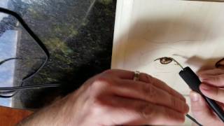 Pyrography Portrait Wood Burning Tutorial Part 4  Finishing Left Eye [upl. by Neetsyrk]