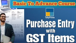 Purchase voucher Entry with GST in tally prime  voucher entry in tally prime tallyprime [upl. by Anabahs]