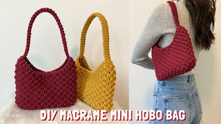 DIY  Macrame mini hobo bag tutorial  Bolsa de macrame  마크라메 가방 [upl. by Latricia]