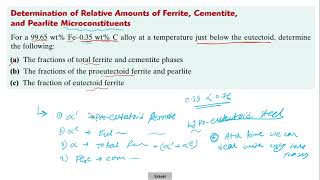 How to calculate wt of ProEutectoid Ferrite Eutectoid Ferrite Ferrite Pearlite and Cementite [upl. by Shig]