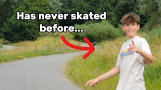 His First Time Riding A Skateboard  Hill Bombing [upl. by Notsob]