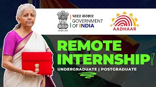 Government Online Internship  UIDAI Aadhar Internship 2024  Remote Internship For College Student [upl. by Dunham]