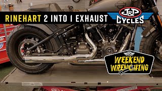 Rinehart 2 into 1 Exhaust Install  Milwaukee Eight Softail [upl. by Chladek]